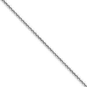 1.4mm, 14k White Gold, Diamond Cut Cable Chain Necklace, 16 Inch